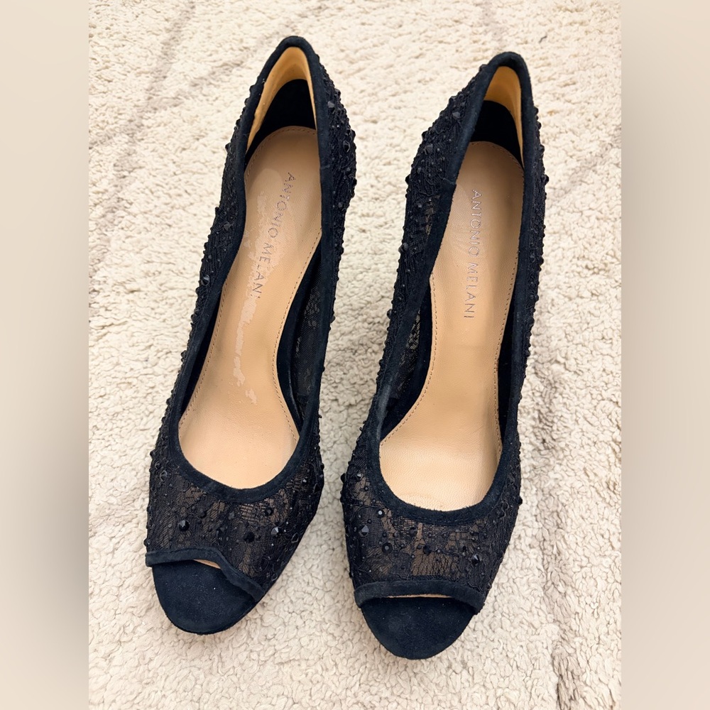 ANTONIO MELANI Black Textured Heels